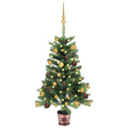 VidaXL Kunstkerstboom met verlichting en kerstballen 65 cm groen