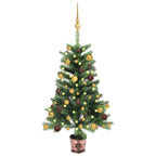VidaXL Kunstkerstboom met verlichting en kerstballen 90 cm groen