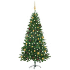 VidaXL Kunstkerstboom met verlichting en kerstballen 180 cm groen