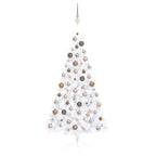 Vidaxl kunstkerstboom met verlichting en kerstballen half 150 cm wit
