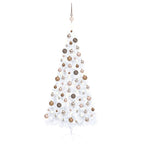 VidaXL Kunstkerstboom met verlichting en kerstballen half 210 cm wit
