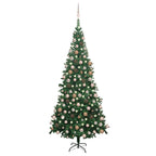 VidaXL Kunstkerstboom met verlichting en kerstballen L 240 cm groen