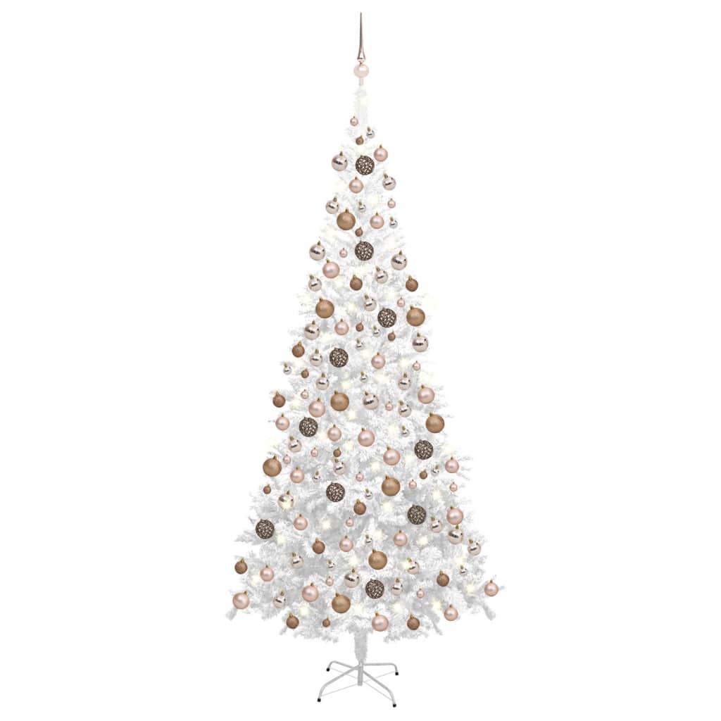 VidaXL Kunstkerstboom met verlichting en kerstballen L 240 cm wit