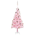 Vidaxl kunstkerstboom met verlichting en kerstballen 150 cm pvc roze