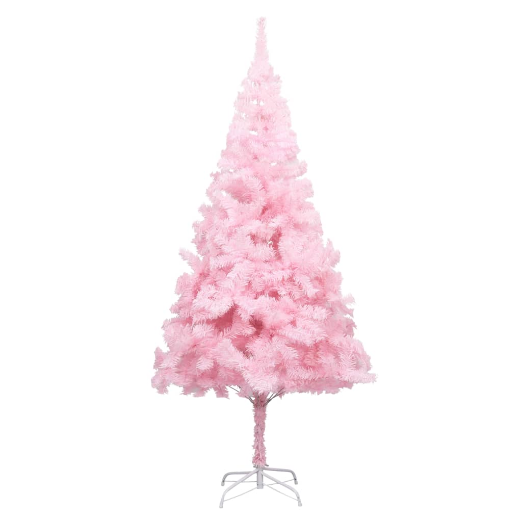 VidaXL Kunstkerstboom met verlichting en kerstballen 210 cm PVC roze