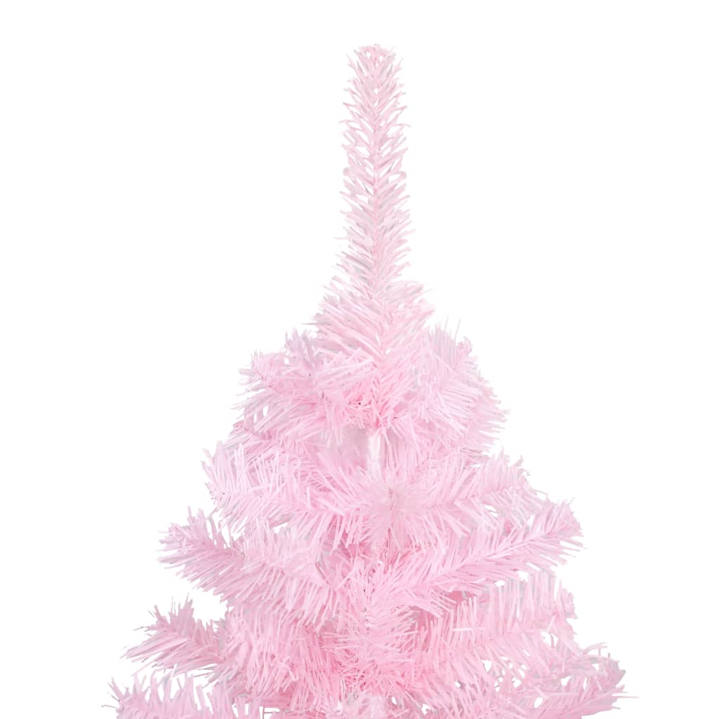 VidaXL Kunstkerstboom met verlichting en kerstballen 210 cm PVC roze