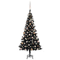 Vidaxl kunstkerstboom met verlichting en kerstballen 150 cm pvc zwart