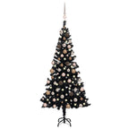 Vidaxl kunstkerstboom met verlichting en kerstballen 150 cm pvc zwart
