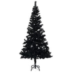 VidaXL Kunstkerstboom met verlichting en kerstballen 210 cm PVC zwart