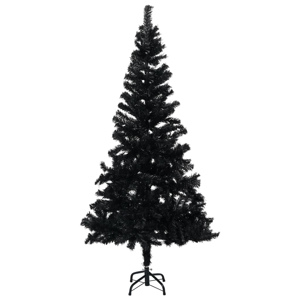 VidaXL Kunstkerstboom met verlichting en kerstballen 240 cm PVC zwart