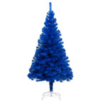 VidaXL Kunstkerstboom met verlichting en kerstballen 180 cm PVC blauw