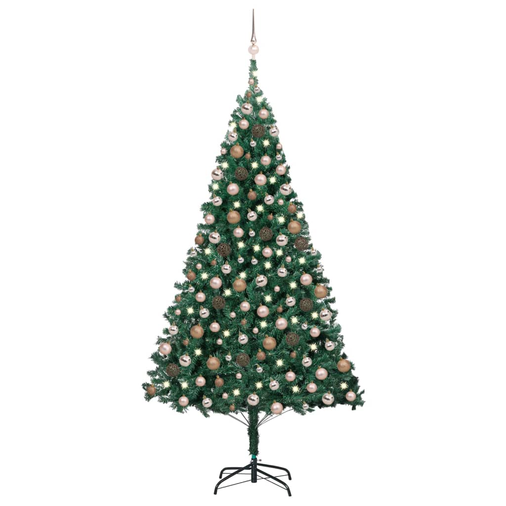 VidaXL Kunstkerstboom met verlichting en kerstballen 240 cm groen