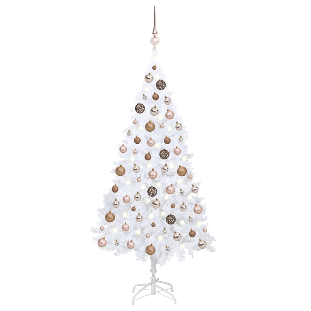 Vidaxl kunstkerstboom met verlichting en kerstballen 150 cm pvc wit