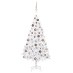 Vidaxl kunstkerstboom met verlichting en kerstballen 150 cm pvc wit