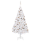 VidaXL Kunstkerstboom met verlichting en kerstballen 210 cm PVC wit