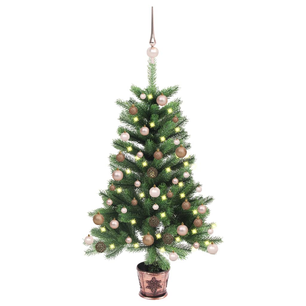 Vidaxl kunstkerstboom met verlichting en kerstballen 65 cm groen