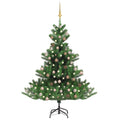 VidaXL Kunstkerstboom Nordmann met LED's en kerstballen 210 cm groen