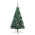 Vidaxl kunstkerstboom met verlichting en kerstballen half 180 cm groen