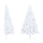 Vidaxl kunstkerstboom met verlichting en kerstballen half 210 cm wit