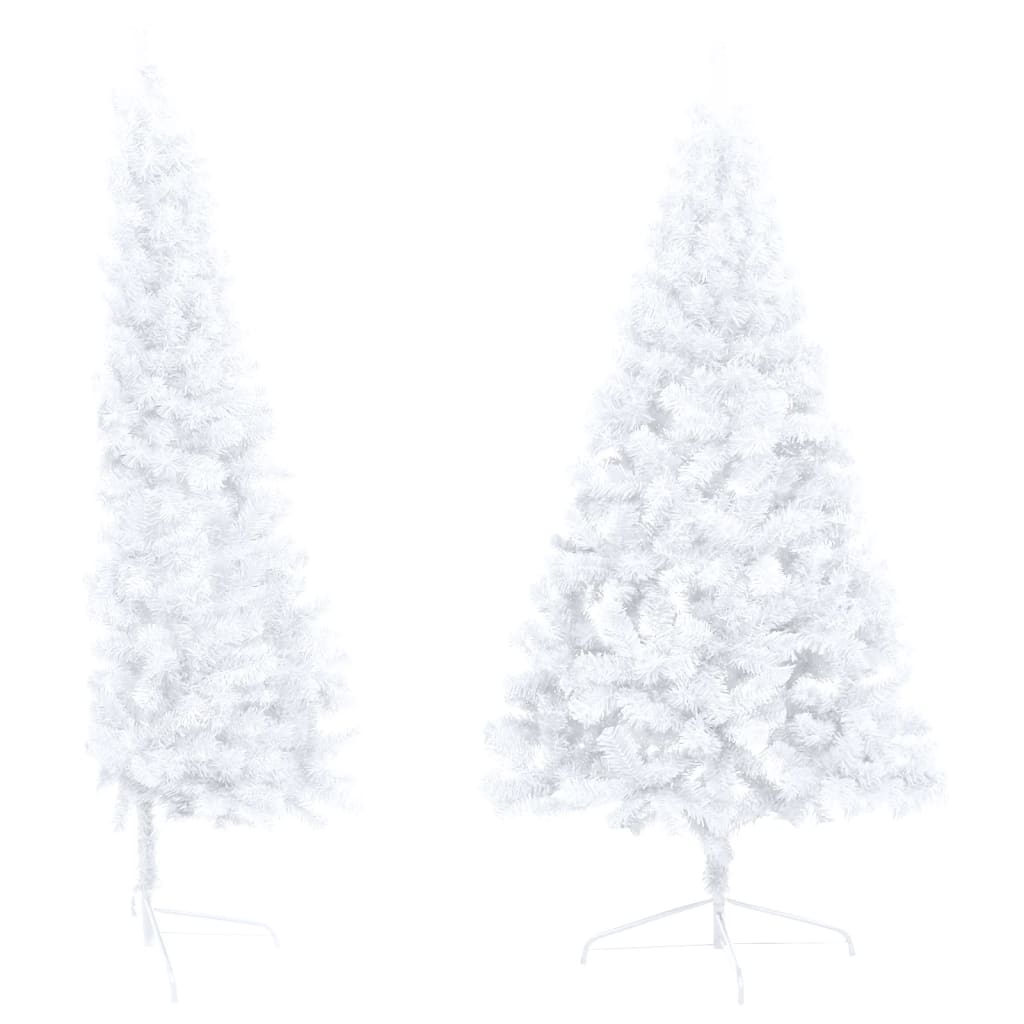 Vidaxl kunstkerstboom met verlichting en kerstballen half 210 cm wit