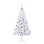 Vidaxl kunstkerstboom met verlichting en kerstballen l 240 cm wit