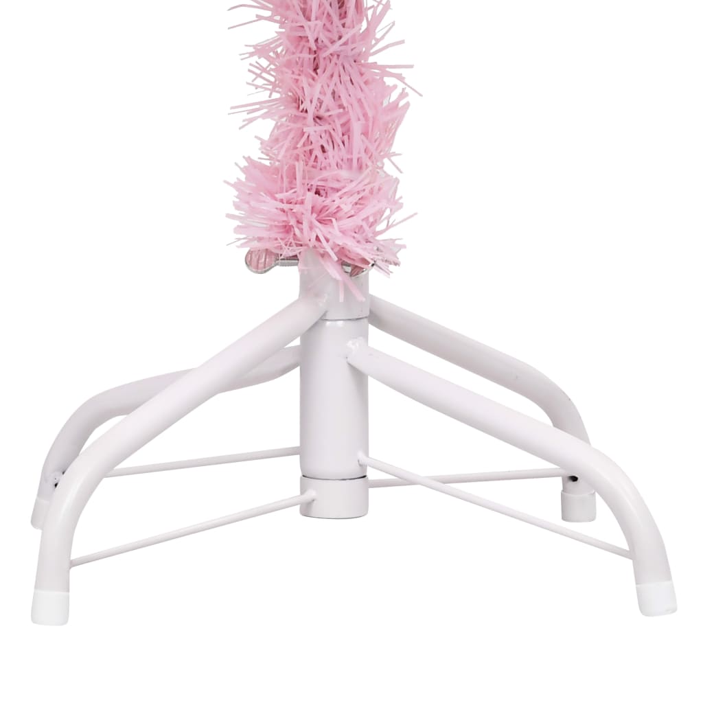 Vidaxl kunstkerstboom met verlichting en kerstballen 180 cm pvc roze