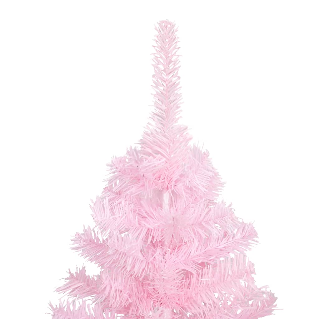 Vidaxl kunstkerstboom met verlichting en kerstballen 210 cm pvc roze
