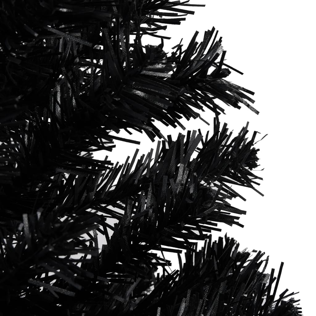 Vidaxl kunstkerstboom met verlichting en kerstballen 180 cm pvc zwart