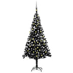 Vidaxl kunstkerstboom met verlichting en kerstballen 240 cm pvc zwart