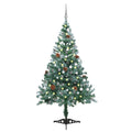 Vidaxl kunstkerstboom met verlichting ballen sneeuw dennenappel 150 cm