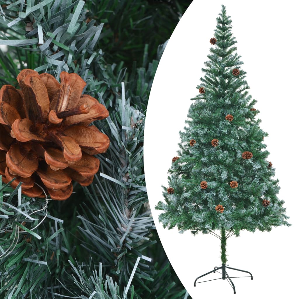 Vidaxl kunstkerstboom met verlichting kerstballen dennenappels 210 cm