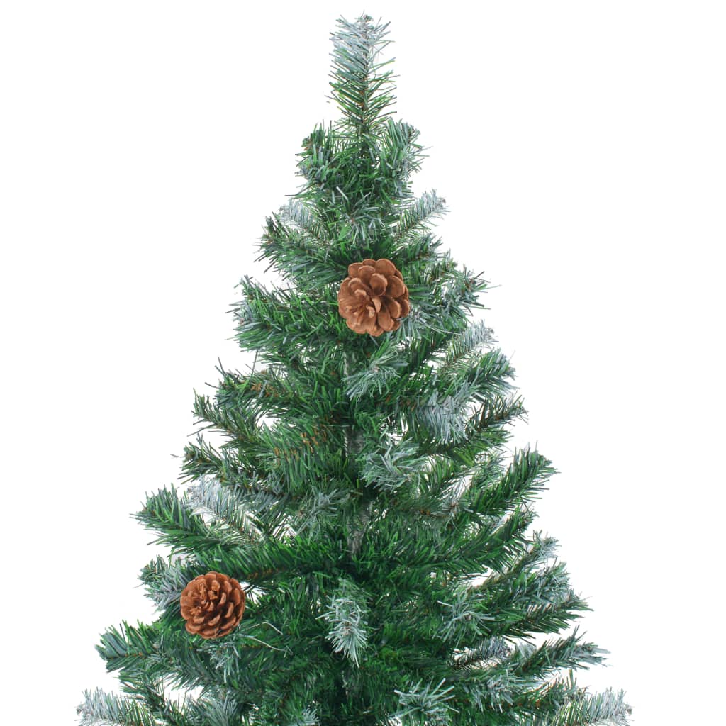 Vidaxl kunstkerstboom met verlichting kerstballen dennenappels 210 cm