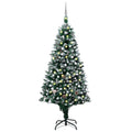 Vidaxl kunstkerstboom met led en kerstballen en dennenappels 210 cm