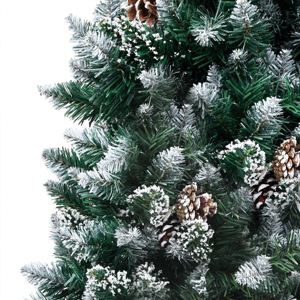 Vidaxl kunstkerstboom met led en kerstballen en dennenappels 210 cm