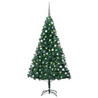 Vidaxl kunstkerstboom met verlichting en kerstballen 180 cm pvc groen