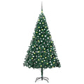 Vidaxl kunstkerstboom met verlichting en kerstballen 210 cm pvc groen