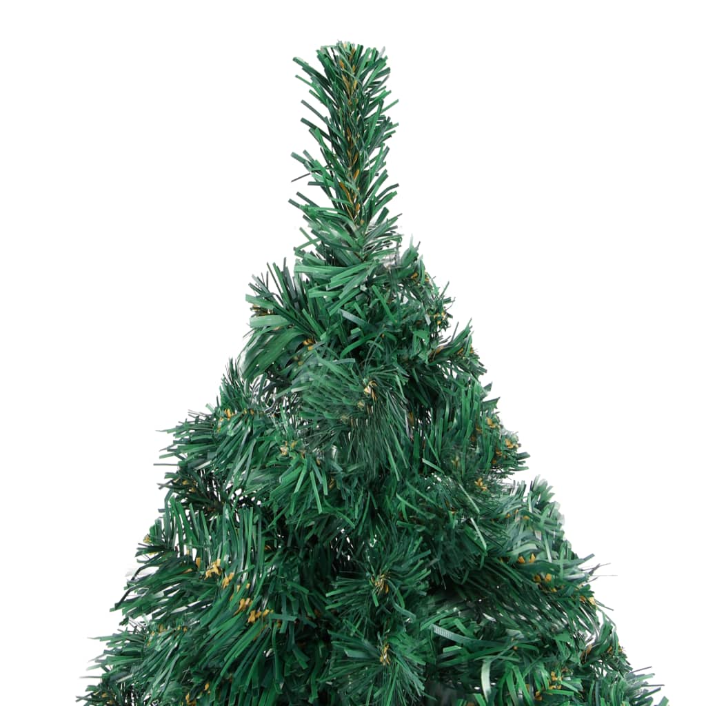 Vidaxl kunstkerstboom met verlichting en kerstballen 210 cm pvc groen