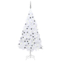 Vidaxl kunstkerstboom met verlichting en kerstballen 120 cm pvc wit