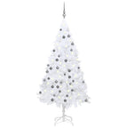 Vidaxl kunstkerstboom met verlichting en kerstballen 180 cm pvc wit