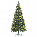 VidaXL Kunstkerstboom met verlichting en dennenappels 210 cm