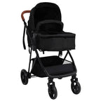 Vidaxl kinderwagen 3-in-1 staal antracietkleurig en zwart