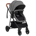 Vidaxl kinderwagen 2-in-1 staal lichtgrijs en zwart