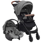 Vidaxl kinderwagen 3-in-1 staal lichtgrijs