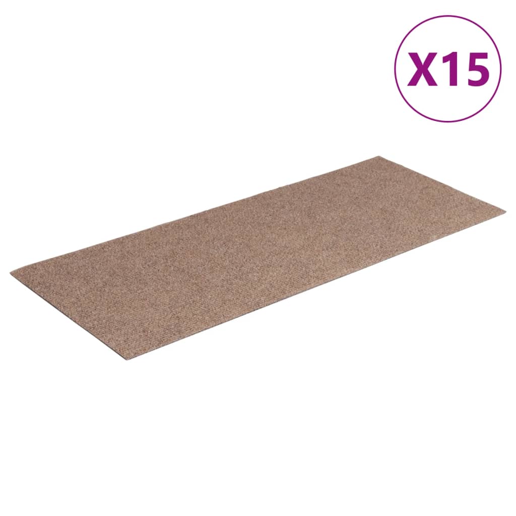 Vidaxl trapmatten zelfklevend 15 stuks 60x25 cm lichtbruin rechthoekig
