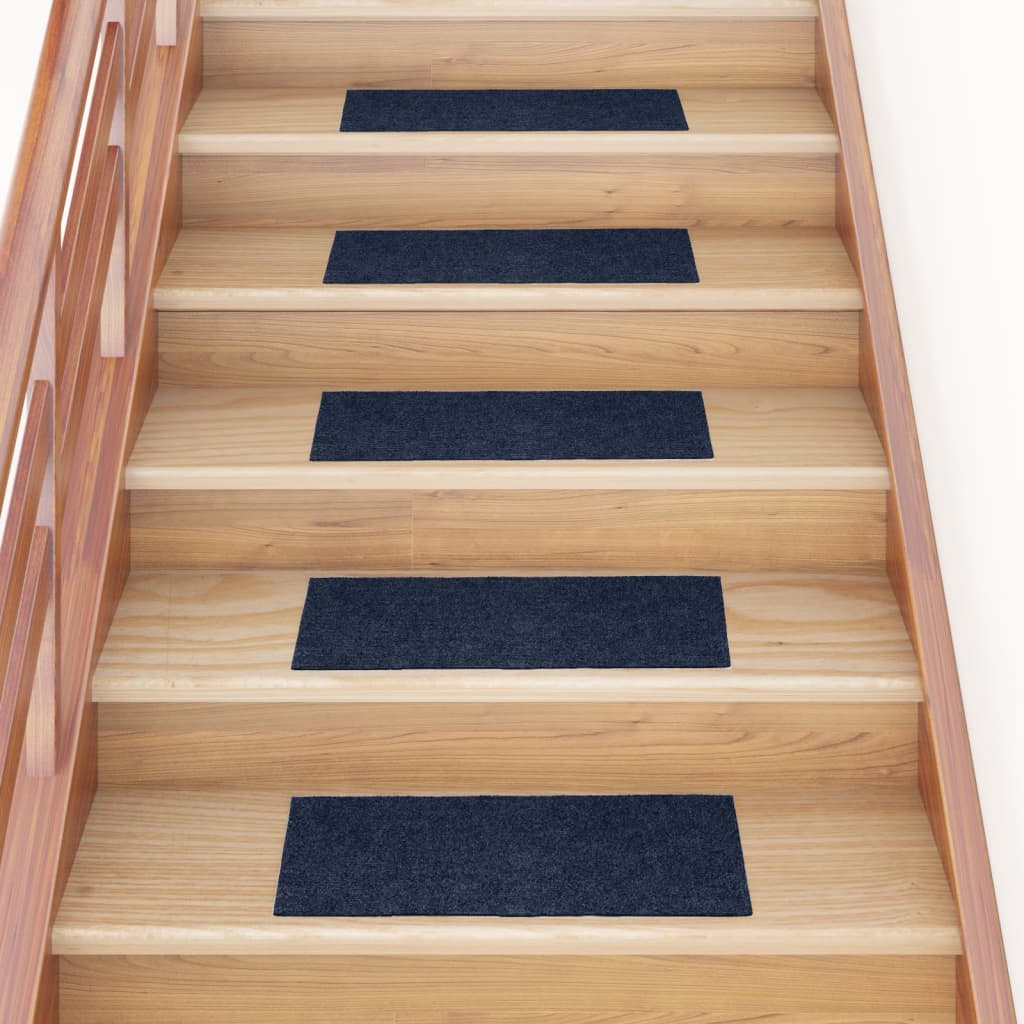 Vidaxl trapmatten zelfklevend 15 stuks 60x25 cm marineblauw rechthoekig