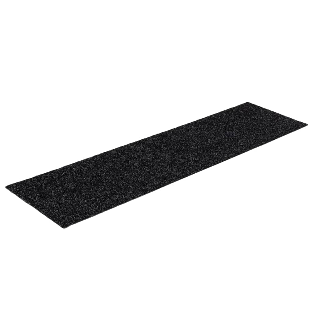 Vidaxl trapmatten zelfklevend 15 stuks 76x20 cm zwart rechthoekig