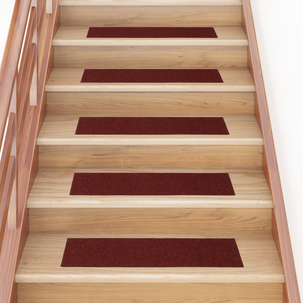 Vidaxl trapmatten zelfklevend 15 stuks 76x20 cm bordeaux rood rechthoekig
