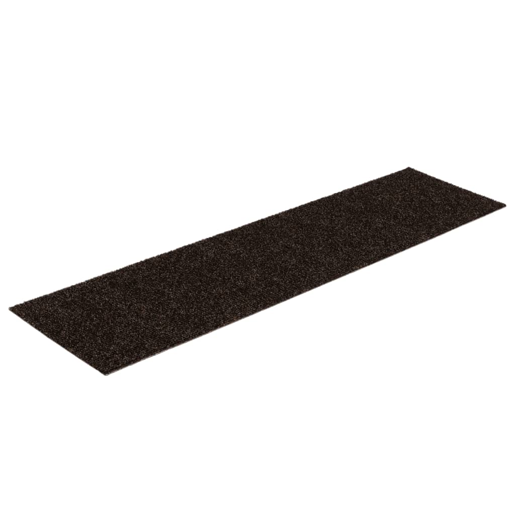 Vidaxl trapmatten zelfklevend 15 stuks 76x20 cm donkerbruin rechthoekig