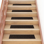 Vidaxl trapmatten zelfklevend 15 stuks 76x20 cm donkerbruin rechthoekig
