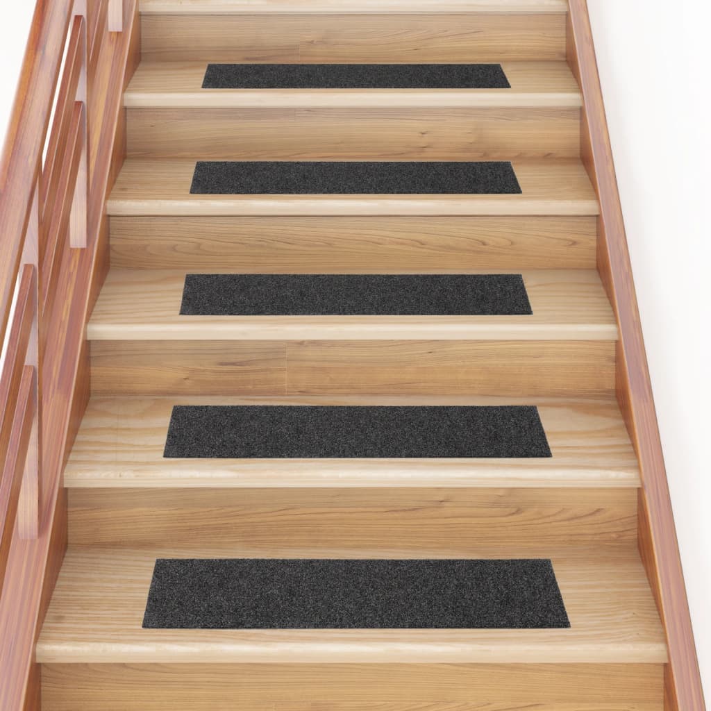 Vidaxl trapmatten zelfklevend 15 stuks 76x20 cm antraciet rechthoekig